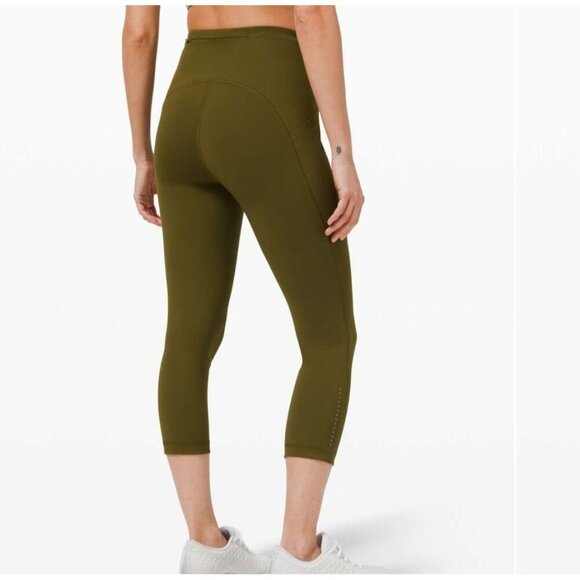 Lululemon Swift Speed High-Rise Crop 21" Leggings Size 4 Moss Green - Picture 3 of 15